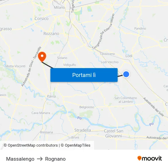 Massalengo to Rognano map