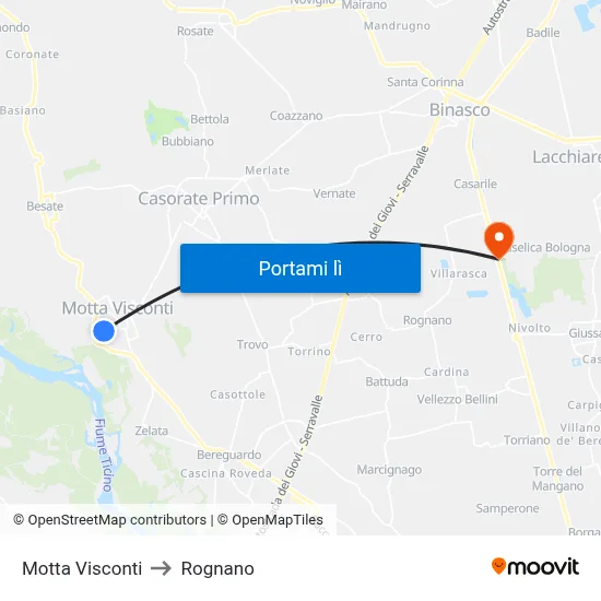 Motta Visconti to Rognano map