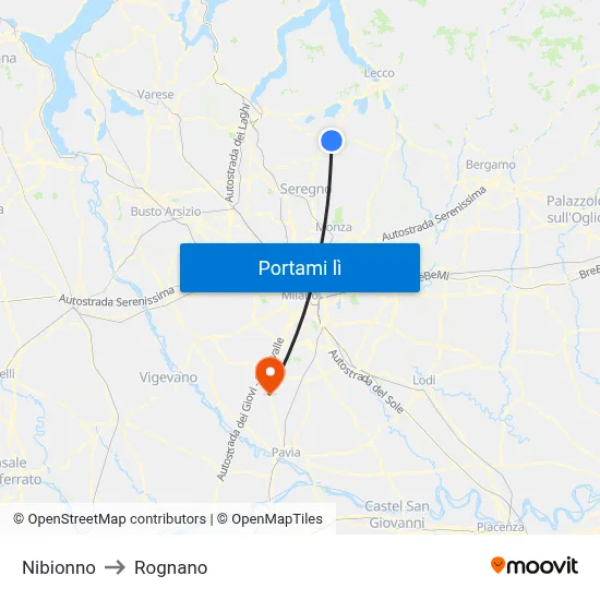 Nibionno to Rognano map