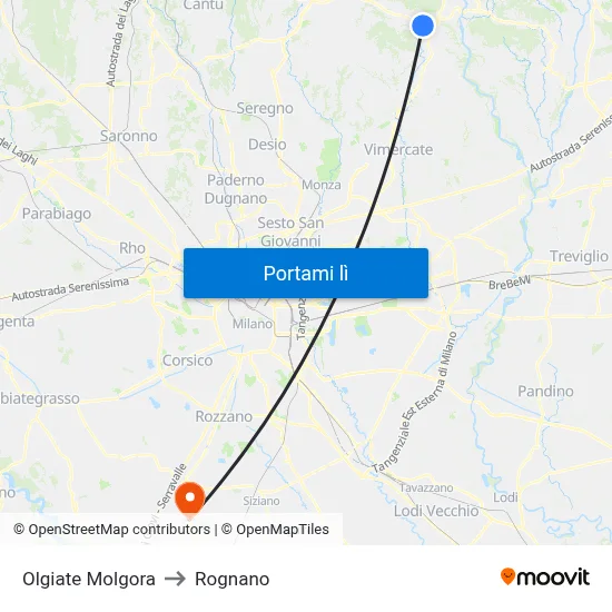 Olgiate Molgora to Rognano map