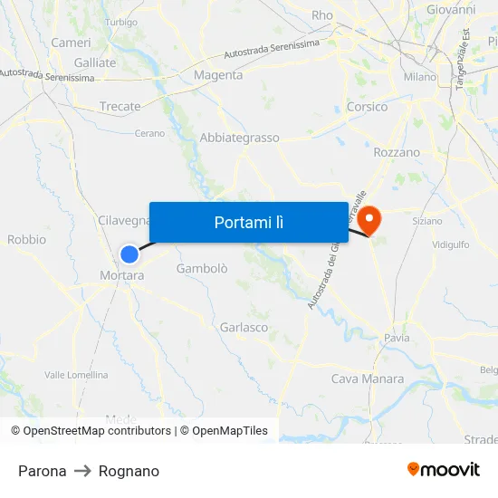 Parona to Rognano map