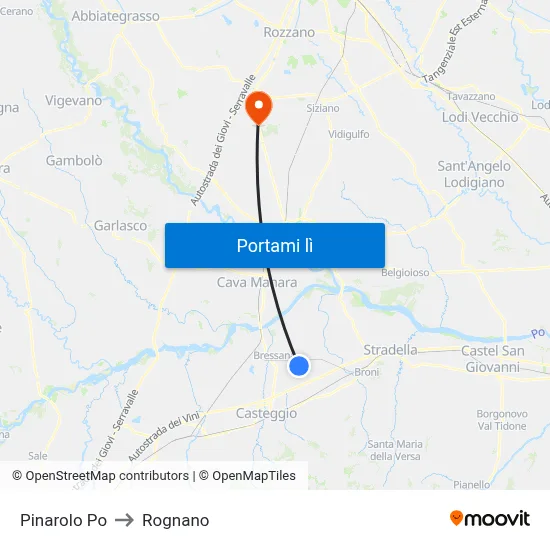 Pinarolo Po to Rognano map