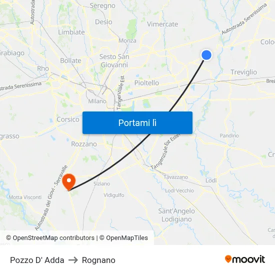 Pozzo D' Adda to Rognano map