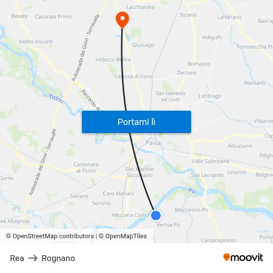 Rea to Rognano map