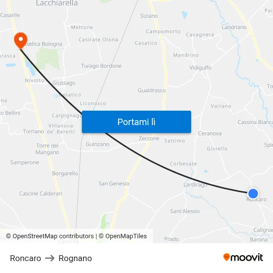 Roncaro to Rognano map
