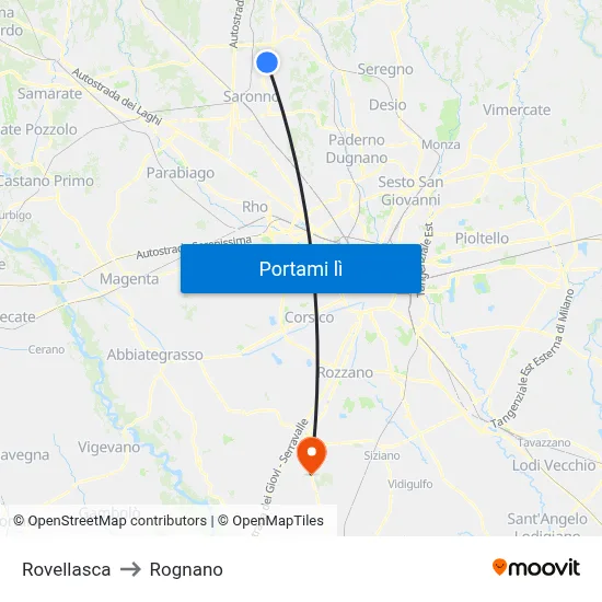 Rovellasca to Rognano map
