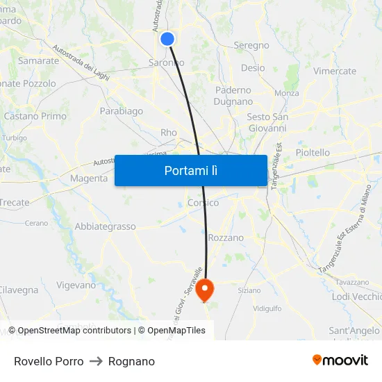 Rovello Porro to Rognano map