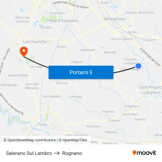 Salerano Sul Lambro to Rognano map