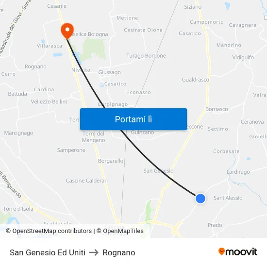 San Genesio Ed Uniti to Rognano map
