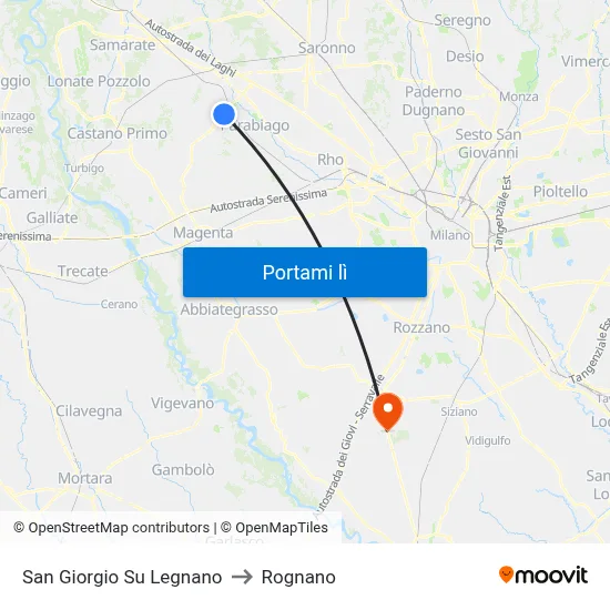 San Giorgio Su Legnano to Rognano map