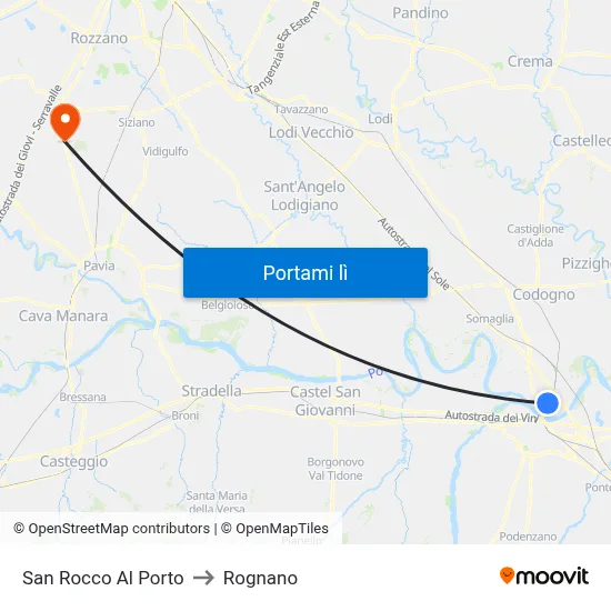 San Rocco Al Porto to Rognano map