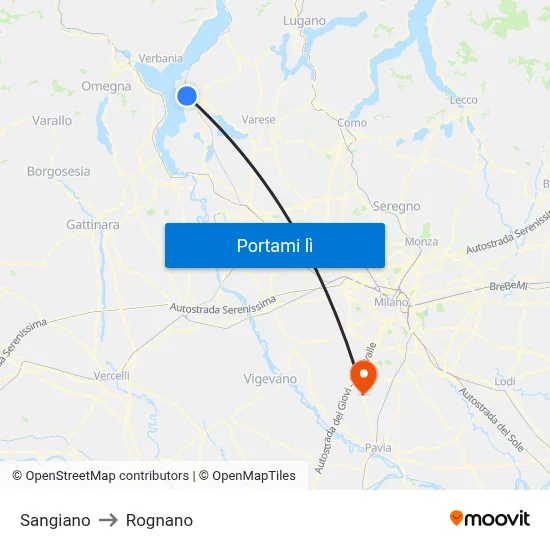 Sangiano to Rognano map