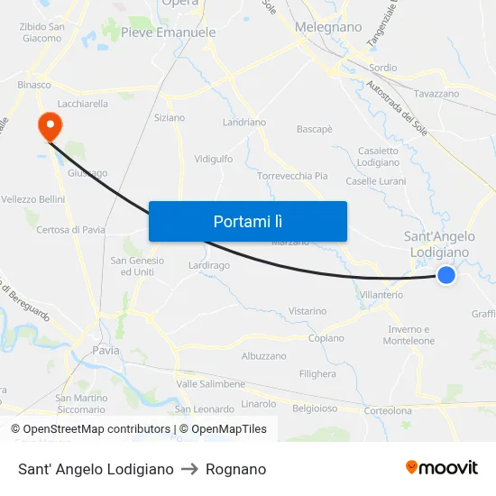 Sant' Angelo Lodigiano to Rognano map