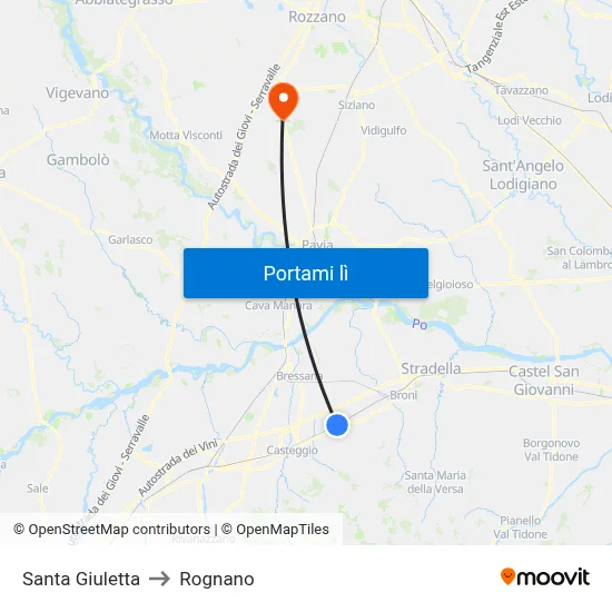 Santa Giuletta to Rognano map