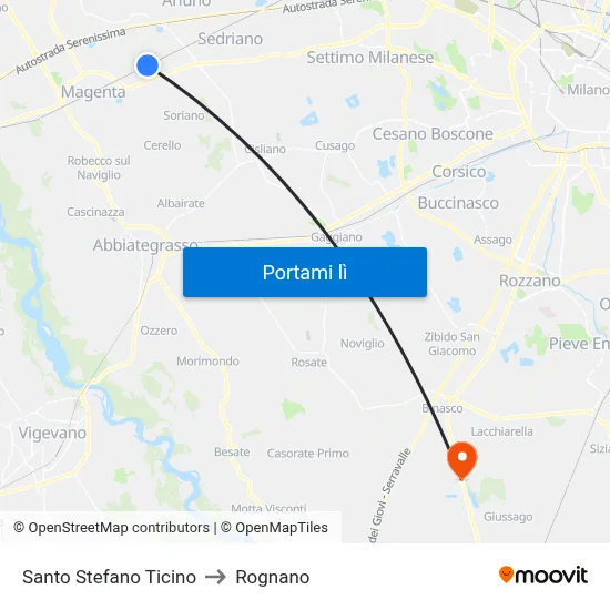 Santo Stefano Ticino to Rognano map