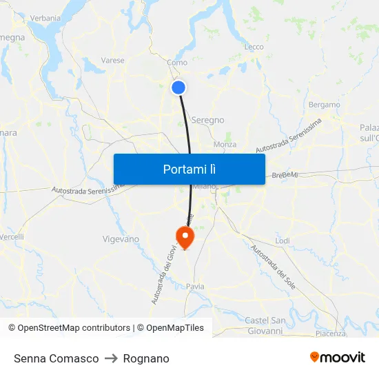 Senna Comasco to Rognano map