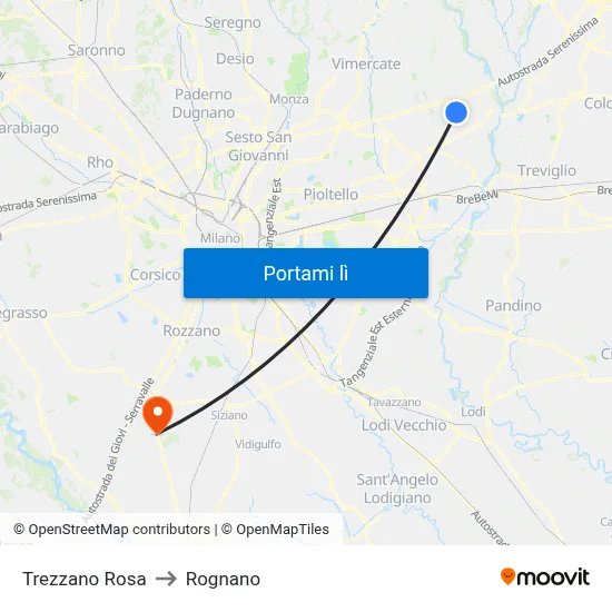 Trezzano Rosa to Rognano map