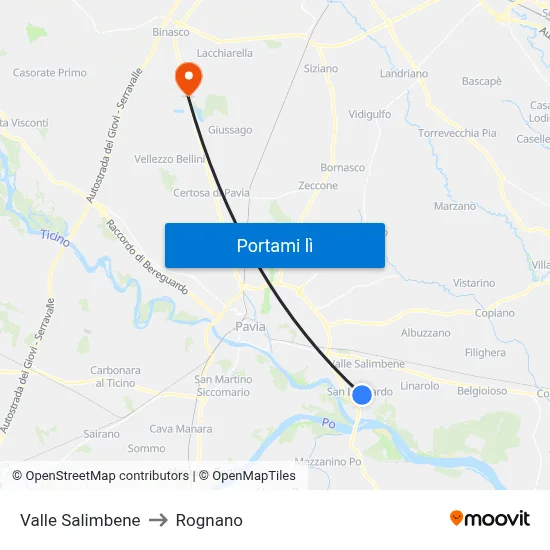 Valle Salimbene to Rognano map