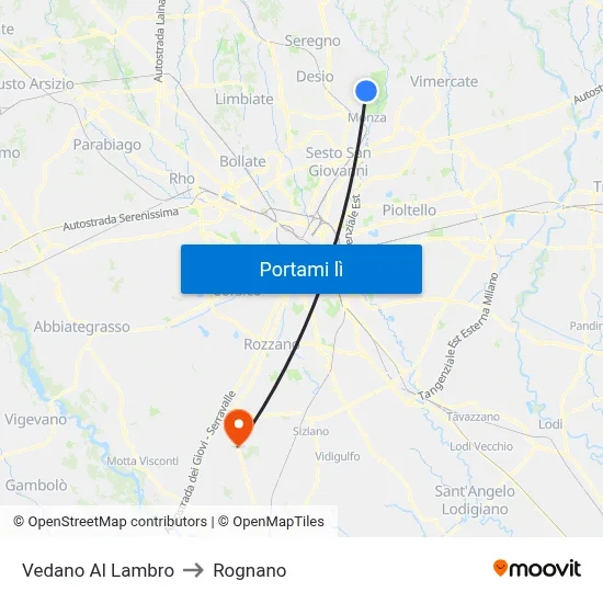 Vedano Al Lambro to Rognano map