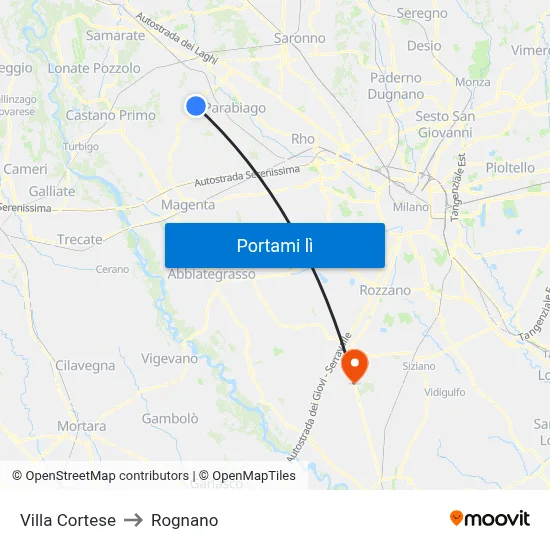Villa Cortese to Rognano map