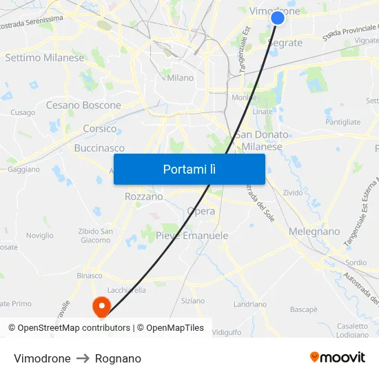 Vimodrone to Rognano map