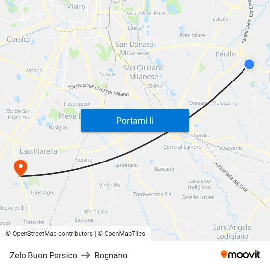 Zelo Buon Persico to Rognano map