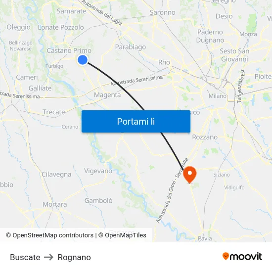 Buscate to Rognano map