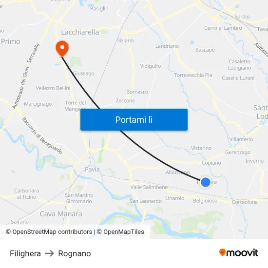 Filighera to Rognano map
