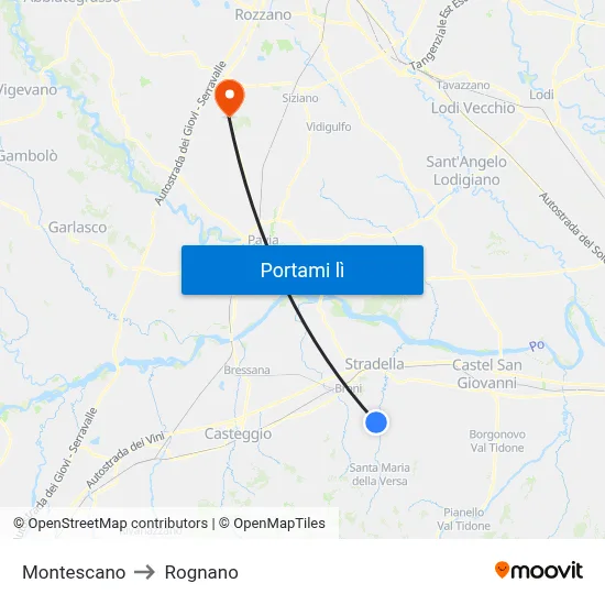 Montescano to Rognano map