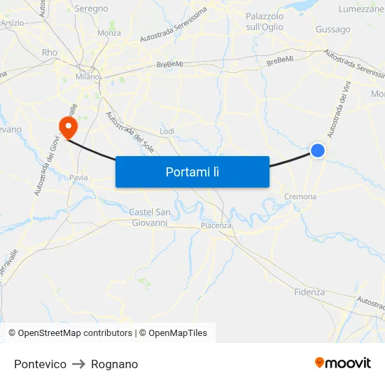 Pontevico to Rognano map