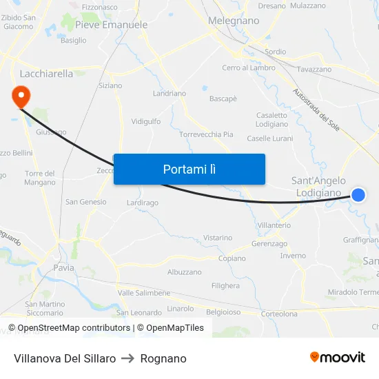Villanova Del Sillaro to Rognano map