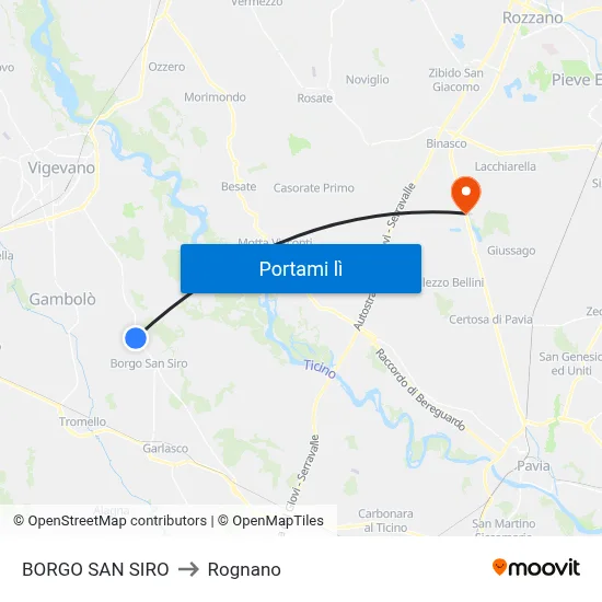 BORGO SAN SIRO to Rognano map