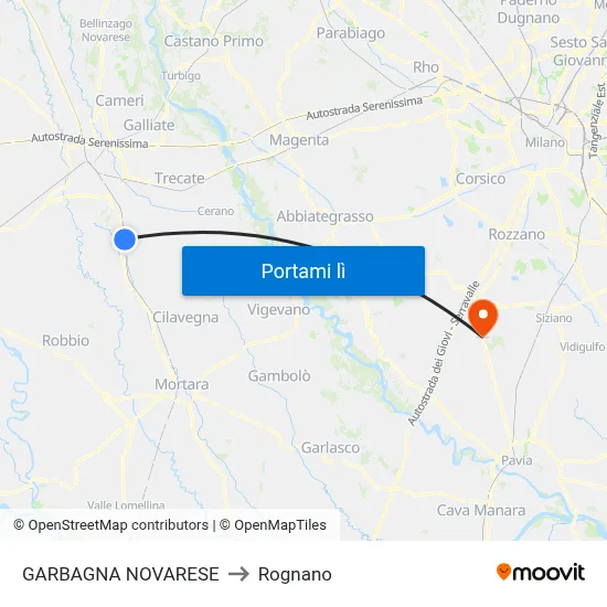 GARBAGNA NOVARESE to Rognano map