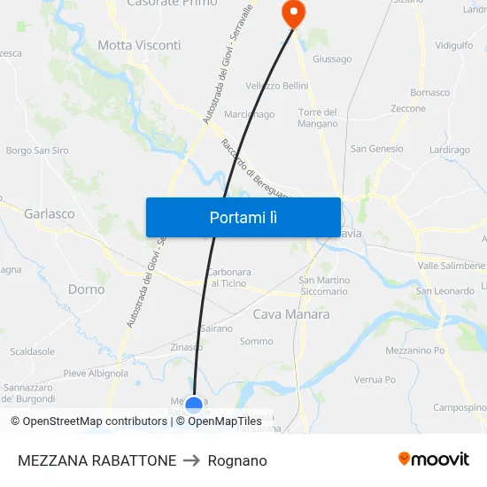 MEZZANA RABATTONE to Rognano map