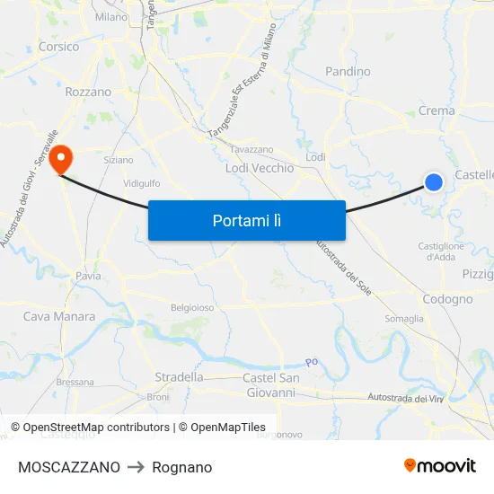 MOSCAZZANO to Rognano map