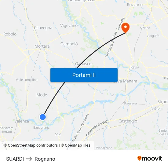 SUARDI to Rognano map