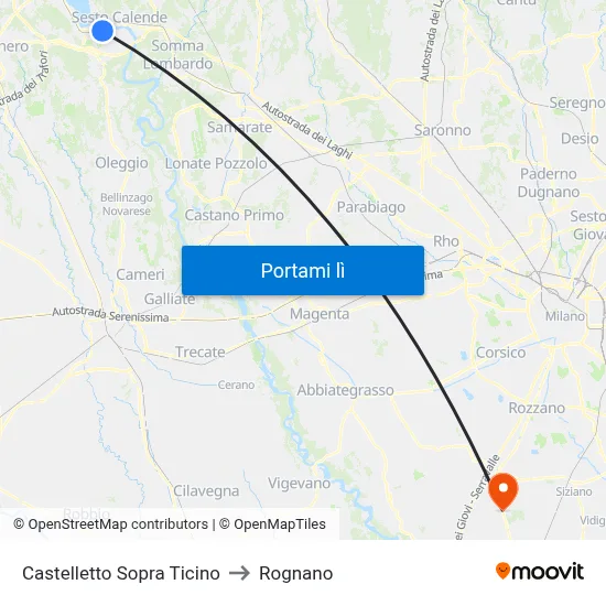 Castelletto Sopra Ticino to Rognano map