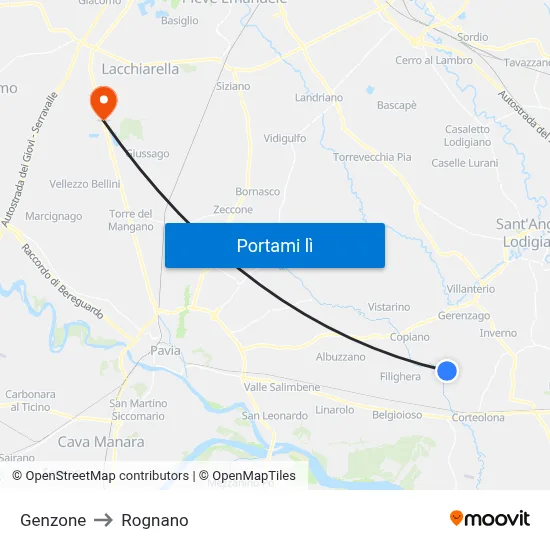Genzone to Rognano map