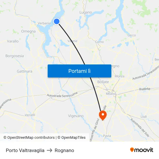 Porto Valtravaglia to Rognano map