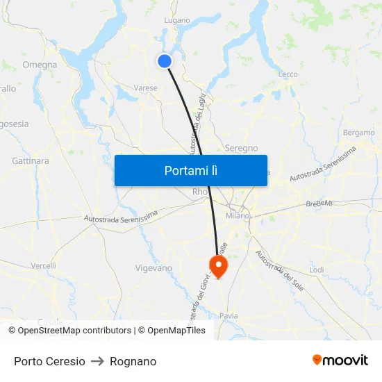 Porto Ceresio to Rognano map