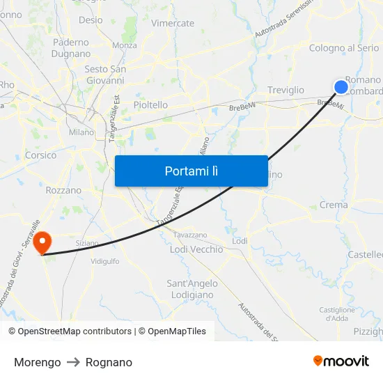 Morengo to Rognano map