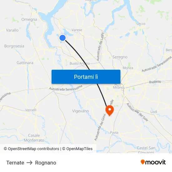 Ternate to Rognano map