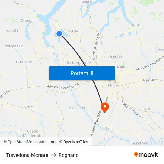 Travedona-Monate to Rognano map