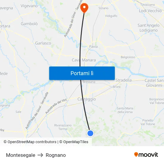 Montesegale to Rognano map