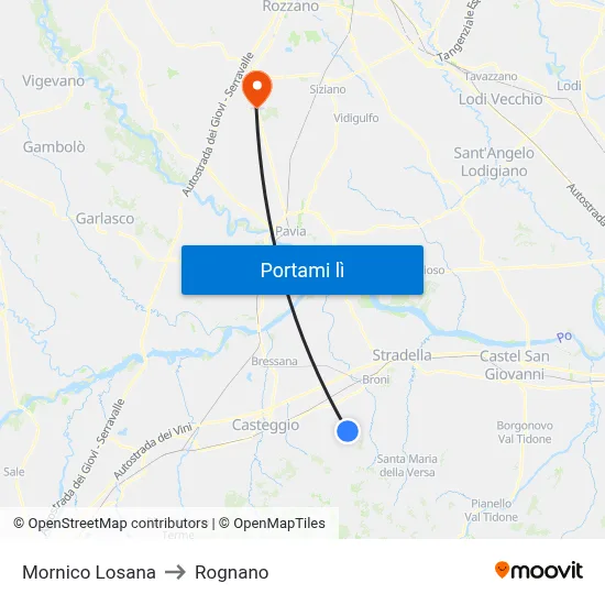 Mornico Losana to Rognano map