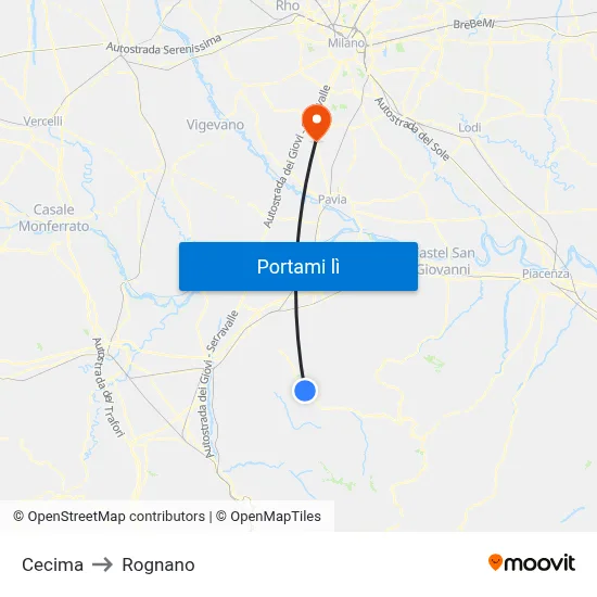 Cecima to Rognano map