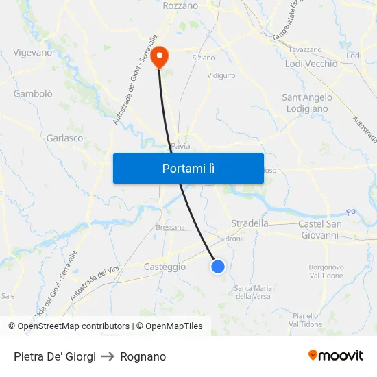 Pietra De' Giorgi to Rognano map