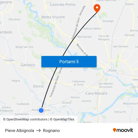 Pieve Albignola to Rognano map
