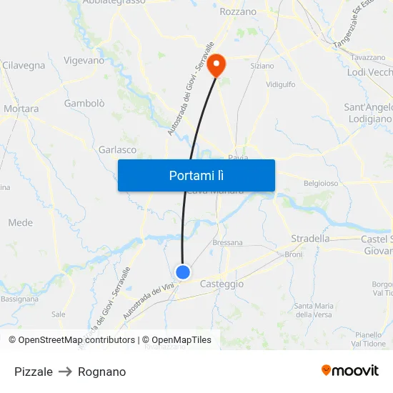 Pizzale to Rognano map