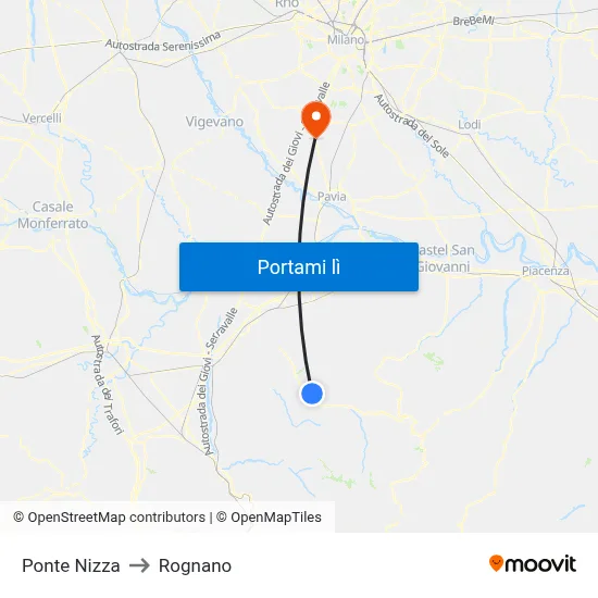 Ponte Nizza to Rognano map
